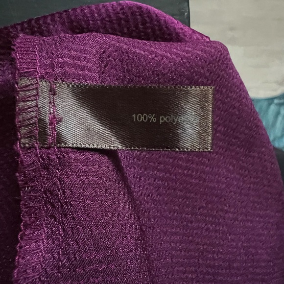 Rich Purple Textured Top Asymmetrical Neckline Statement Bow Old Money - Picture 8 of 8